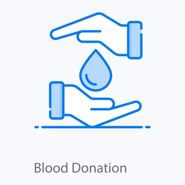 Mano Sosteniendo Sangre Diseño Icono Plano Donación Sangre — Vector de stock