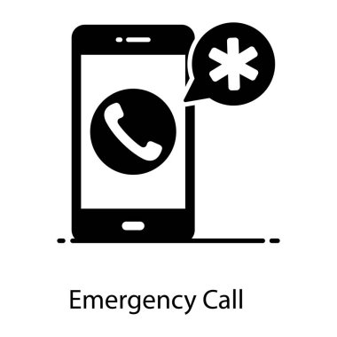 Düz vektör ve sağlık hizmetlerinde acil çağrı simgesi