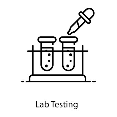 Damlatıcılı test tüpleri, laboratuvar test konsepti için düz simge tasarımı