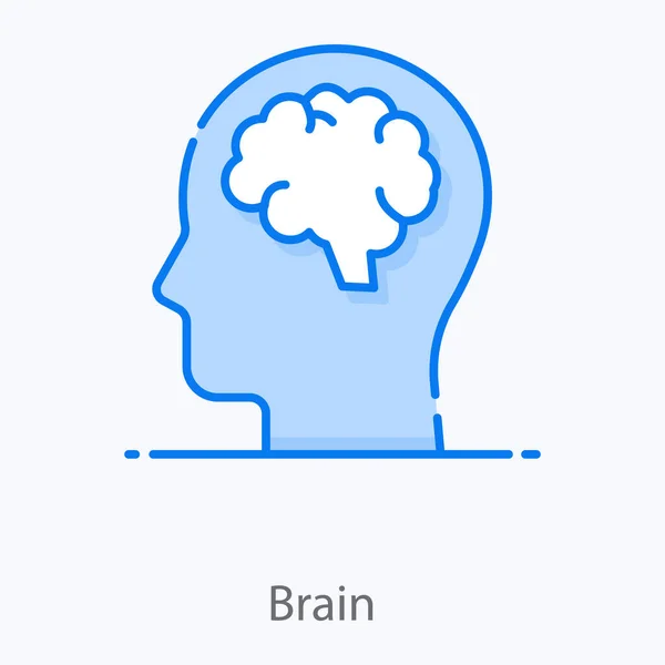 Icono Cerebral Diseño Vectores Cabeza Humana Diseño Plano Editable — Archivo Imágenes Vectoriales