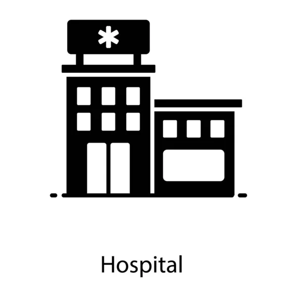 Ένα Επίπεδο Εικονίδιο Σχεδιασμού Του Κτιρίου Του Νοσοκομείου Επίπεδη Εικονίδιο — Διανυσματικό Αρχείο
