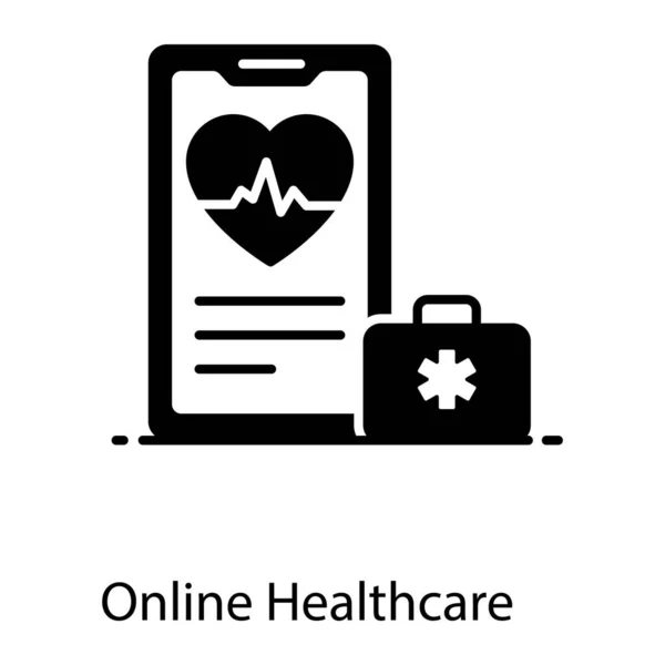 Online Healthcare Icon Medical Mobile App — Stock Vector