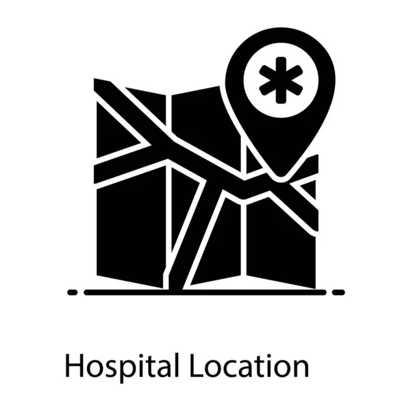Mappa Della Posizione Dell Ospedale Direzione Della Strada Carta Stile — Vettoriale Stock