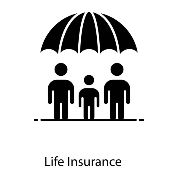 Persons Umbrella Life Insurance Icon Design — Stock Vector