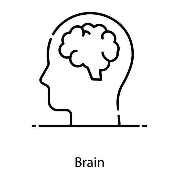Projekt Wektora Ikony Mózgu Ludzka Głowa Edytowalnej Płaskiej Konstrukcji — Wektor stockowy