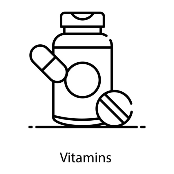 Ikona Zdravotních Vitamínů Moderním Bytovém Stylu — Stockový vektor