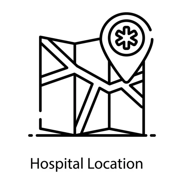 Mapa Localização Hospital Direção Estrada Papel Estilo Plano — Vetor de Stock