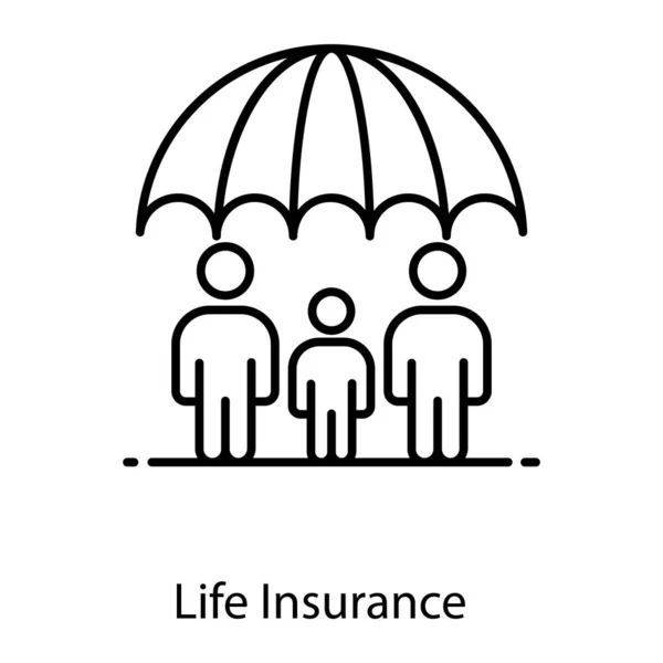 Personen Onder Paraplu Pictogram Levensverzekering Ontwerp — Stockvector
