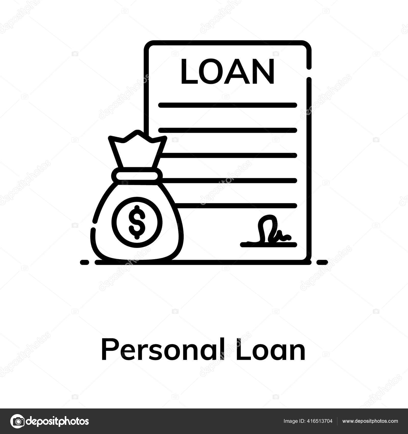 Money Bag Loan Application Denoting Personal Loan Icon Stock Vector