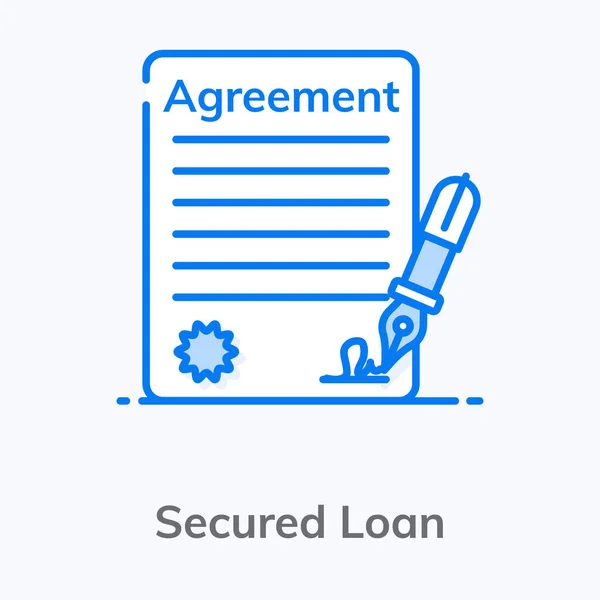 带有笔签贷款协议图标的贷款申请 — 图库矢量图片