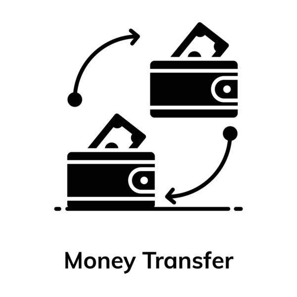 Échanger Des Flèches Avec Des Portefeuilles Montrant Icône Transfert Argent — Image vectorielle