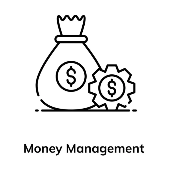 Dollar Bag Gear Showing Money Management Icon — Stock Vector