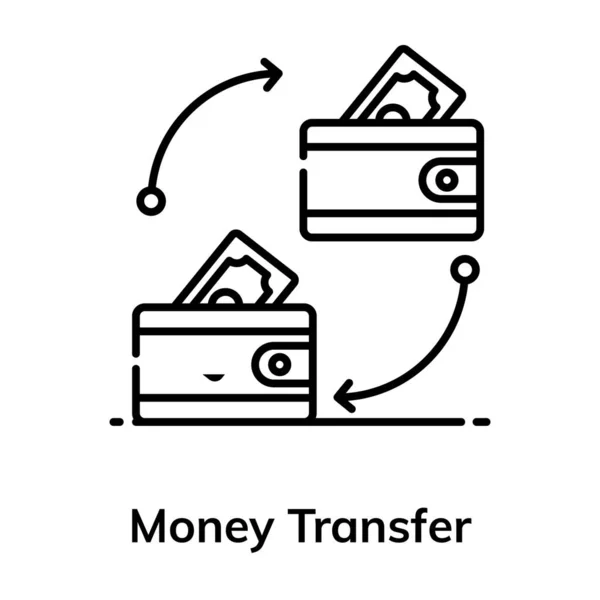 Exchanging Arrows Wallets Showing Money Transfer Icon — Stock Vector
