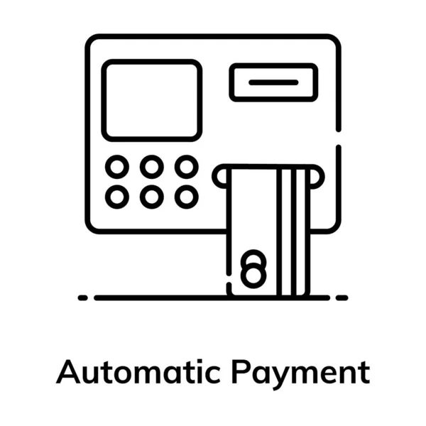Digital Maskin Med Kort Inuti Kontantuttag Eller Automatisk Betalningsikon — Stock vektor