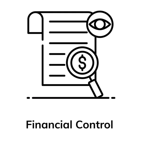 Dólar Sob Lupa Com Papel Dobrado Ícone Controle Financeiro — Vetor de Stock