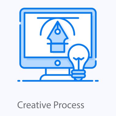 İçerideki ampullü kalem aracı, yaratıcı işlem simgesi