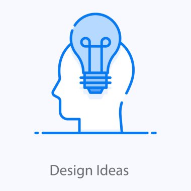 Zihin içerisindeki ampul tasarım fikri simgesi