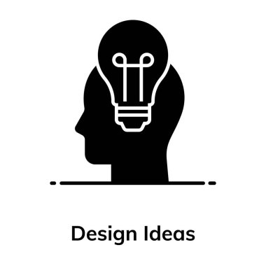 Zihin içerisindeki ampul tasarım fikri simgesi