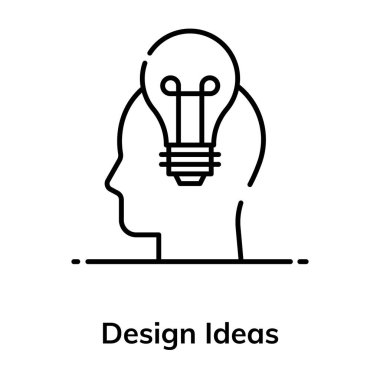 Zihin içerisindeki ampul tasarım fikri simgesi