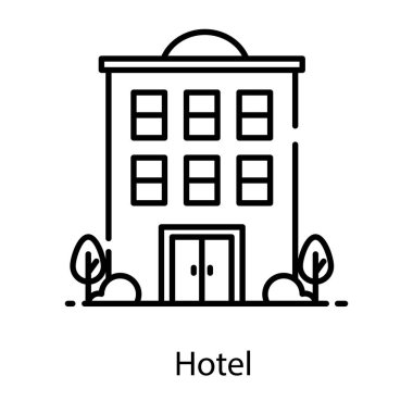 Yerel bir pansiyon, düz ikonlu bir otel binası.