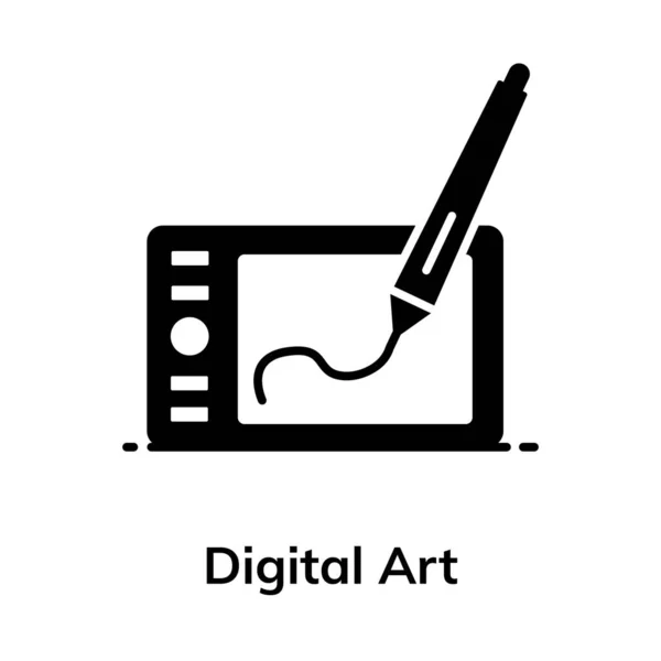 Pen Digital Tablets 平面图标中的数字艺术A Digital Art Flat Icon — 图库矢量图片