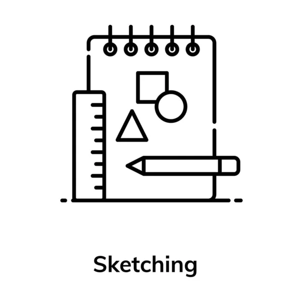 Trendy Flat Vector Design Sketching Icon — Stock Vector