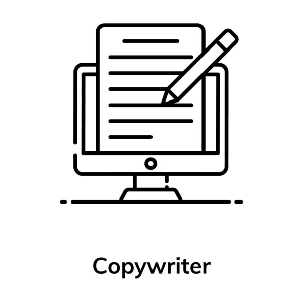 Płaska Konstrukcja Copywriting Papier Wewnątrz Monitora Ołówkiem — Wektor stockowy