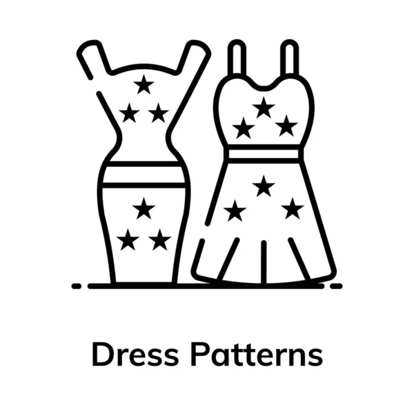 Edytowalny Płaski Wektor Wzór Ikony Sukienki — Wektor stockowy