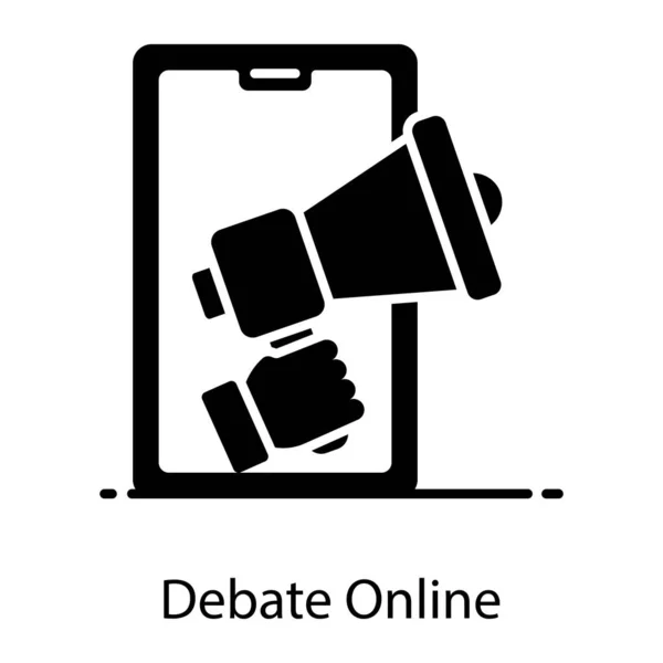 Megaphone Smartphone Debate Online Icon — Stock Vector