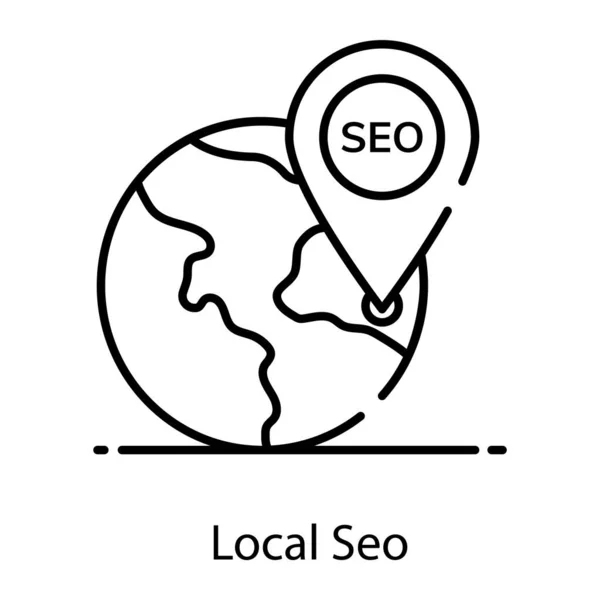 Puntero Ubicación Con Globo Que Denota Icono Seo Local — Vector de stock