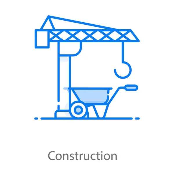 Grúa Gancho Con Carretilla Que Representa Concepto Construcción — Vector de stock