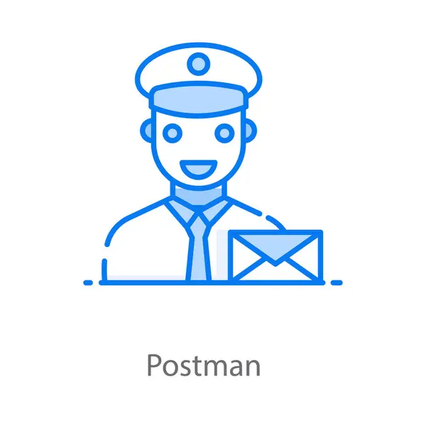 Professional Postman Trendy Flat Style Mail Carrier — Stock Vector