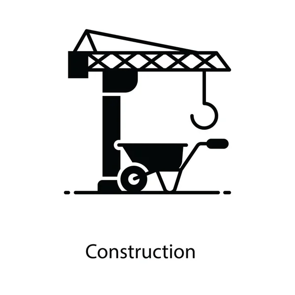 轮式起重机钩 描绘施工概念 — 图库矢量图片