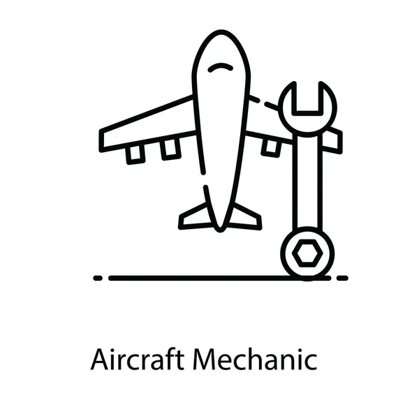 Spanner Con Jet Concepto Mecánico Aviones Estilo Plano — Archivo Imágenes Vectoriales