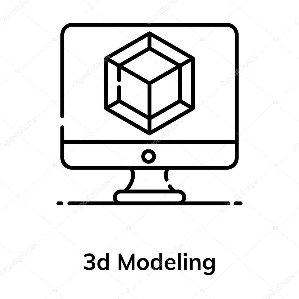 Flat vector icon of 3d modeling, entity  
