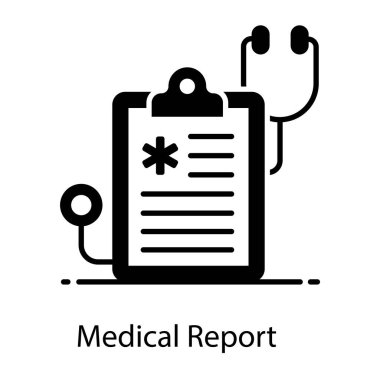 Çizelgeyle steteskop, tıbbi rapor düz simge
