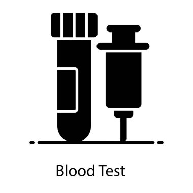 Şişeli boru düz bir ikonda kan testi gösteriyor.
