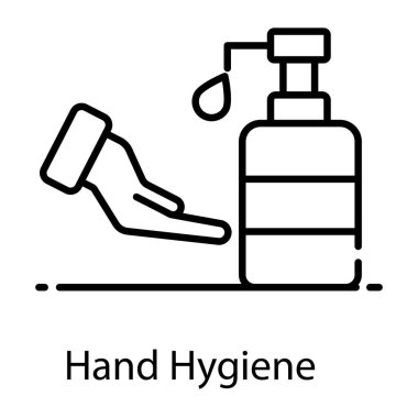 Sabun dağıtıcısı, el hijyeninin düz simgesini gösteriyor.