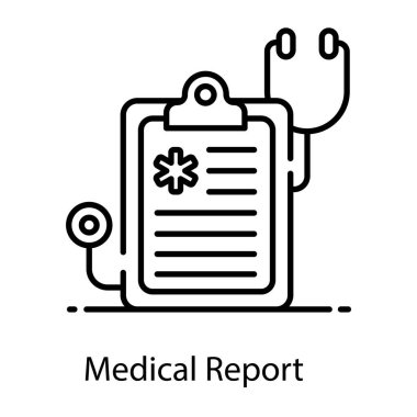 Çizelgeyle steteskop, tıbbi rapor düz simge