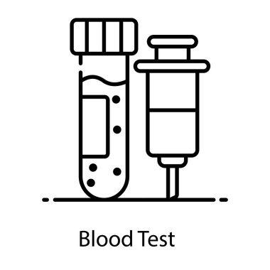 Şişeli boru düz bir ikonda kan testi gösteriyor.