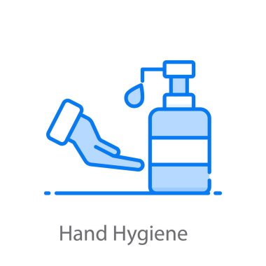 Sabun dağıtıcısı, el hijyeninin düz simgesini gösteriyor.