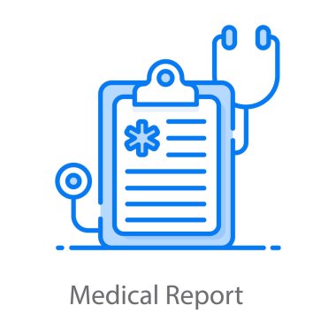 Çizelgeyle steteskop, tıbbi rapor düz simge