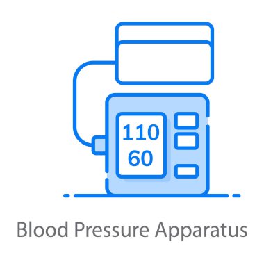 Kan basıncını ölçmek için tıbbi ekipman, tansiyon aletlerinin düz simgesi