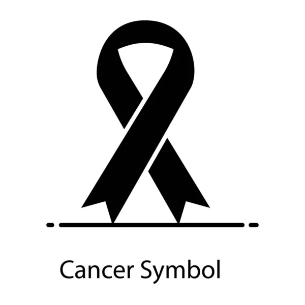 Een Gebogen Lint Met Kankersymbool Plat Pictogram — Stockvector