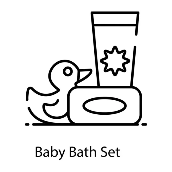 Söt Baby Bad Set Platt Ikon — Stock vektor