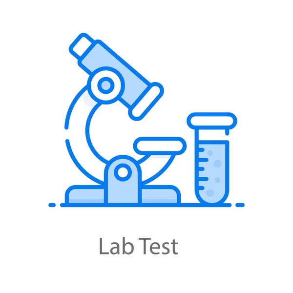 Тестова Трубка Мікроскопом Демонструє Хімічний Лабораторний Тест Плоскій Піктограмі — стоковий вектор