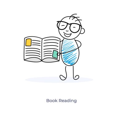 Kitap okuma konseptini tasvir eden bir öğrenci. 