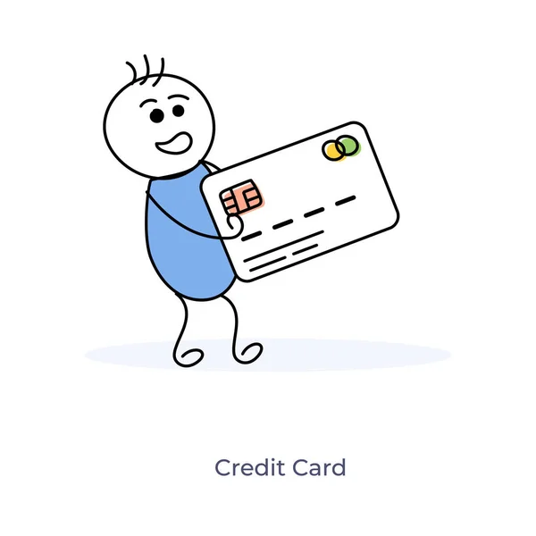 Modern Tecknad Stil Kreditkort Redigerbar Illustration — Stock vektor