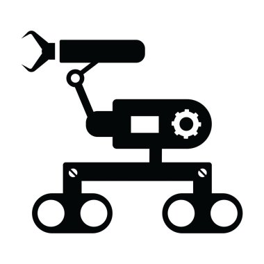 Tekerlekli üretim robotu, katı tarzda vektör 