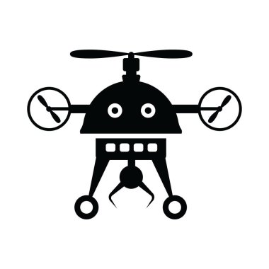 Dron robotunun vektör tasarımı, düzenlenebilir katı biçimdeki simge 
